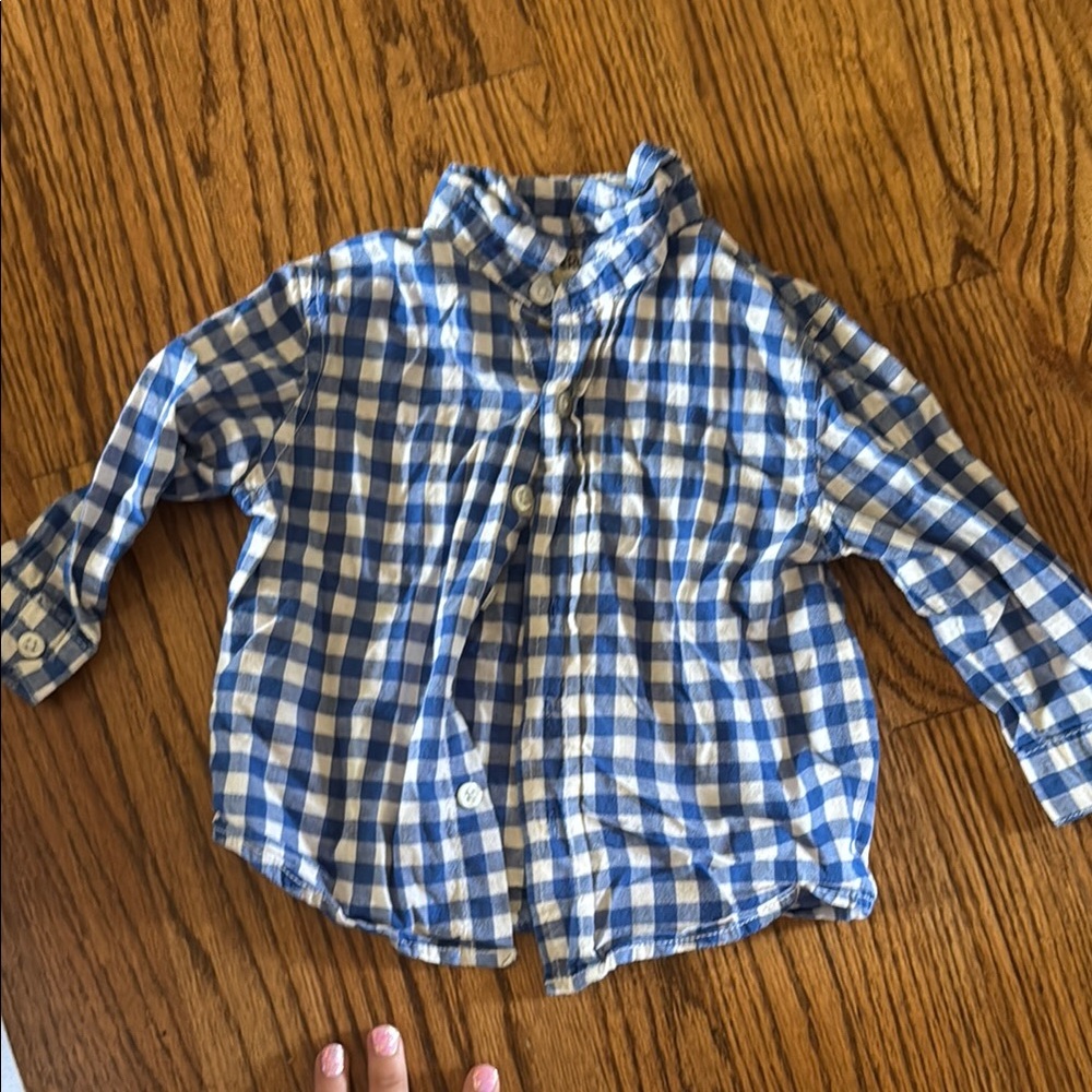 Cherokee Blue and White Gingham Button Down Shirt